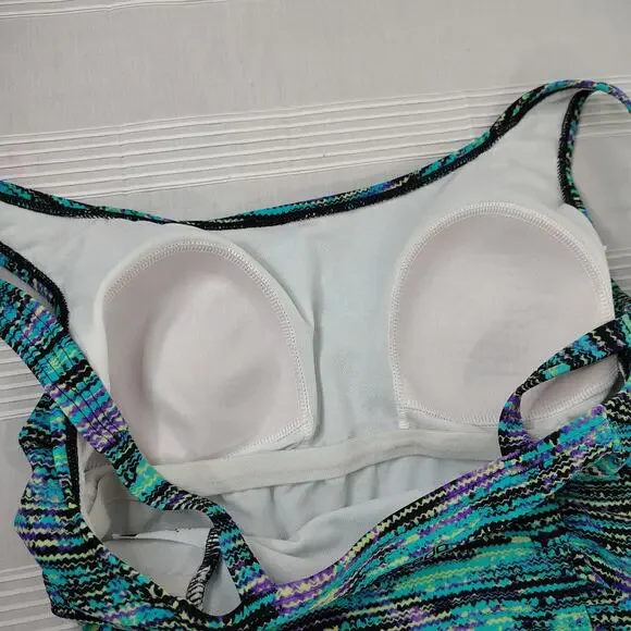 Speedo Swim Bathing Suit Women's 8 Blue Teal Purple Vacation Beach Lake Sporty - Picture 9 of 12